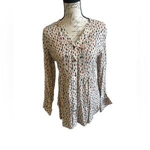 Maeve Cream Blouse with Red and Blue Dot Print